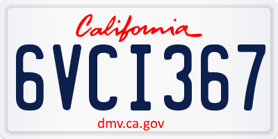 CA license plate 6VCI367