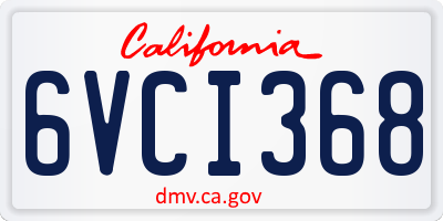 CA license plate 6VCI368