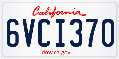 CA license plate 6VCI370