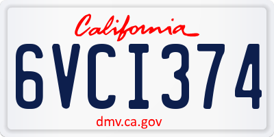 CA license plate 6VCI374