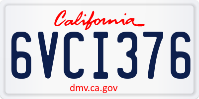 CA license plate 6VCI376