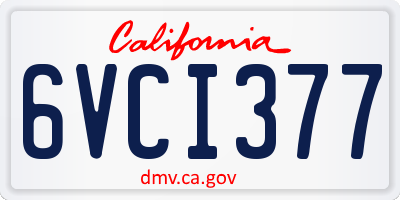 CA license plate 6VCI377