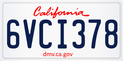 CA license plate 6VCI378