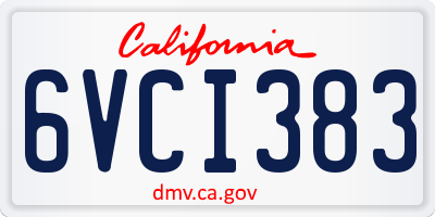 CA license plate 6VCI383
