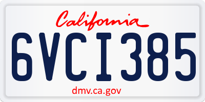 CA license plate 6VCI385