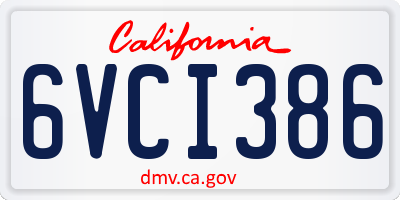 CA license plate 6VCI386