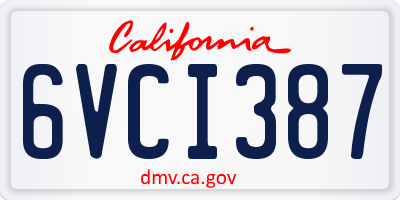 CA license plate 6VCI387