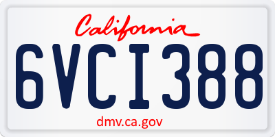 CA license plate 6VCI388
