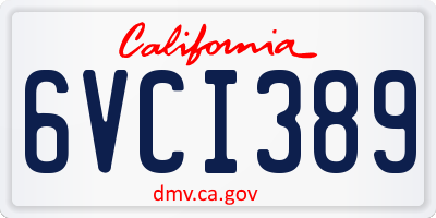 CA license plate 6VCI389