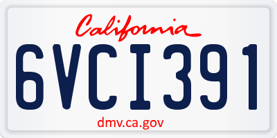 CA license plate 6VCI391