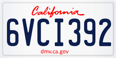 CA license plate 6VCI392