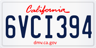 CA license plate 6VCI394