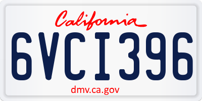 CA license plate 6VCI396
