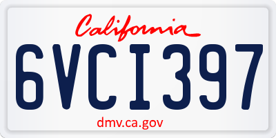 CA license plate 6VCI397