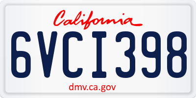 CA license plate 6VCI398