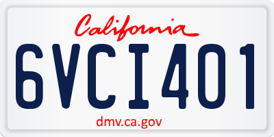 CA license plate 6VCI401