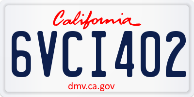 CA license plate 6VCI402