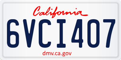 CA license plate 6VCI407