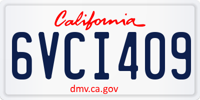 CA license plate 6VCI409