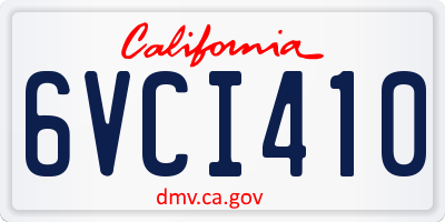 CA license plate 6VCI410