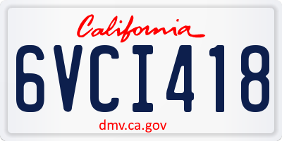 CA license plate 6VCI418