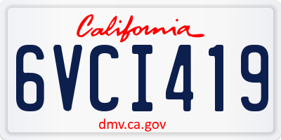 CA license plate 6VCI419