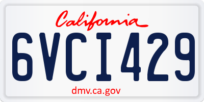 CA license plate 6VCI429
