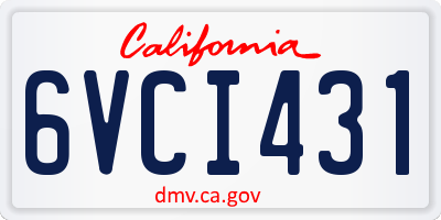 CA license plate 6VCI431