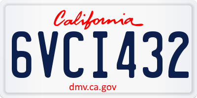 CA license plate 6VCI432
