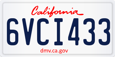 CA license plate 6VCI433