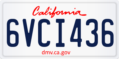 CA license plate 6VCI436