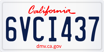 CA license plate 6VCI437