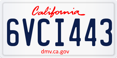 CA license plate 6VCI443