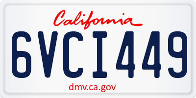 CA license plate 6VCI449