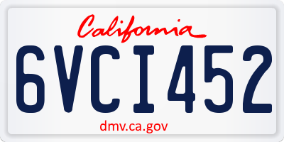 CA license plate 6VCI452