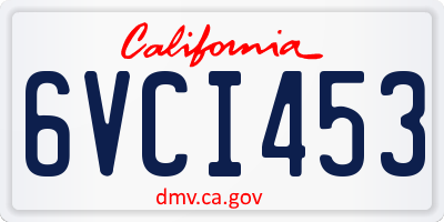 CA license plate 6VCI453