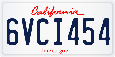 CA license plate 6VCI454