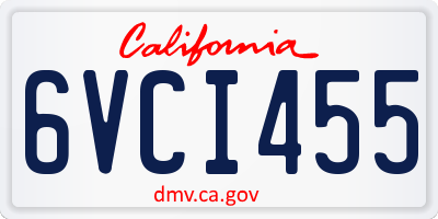 CA license plate 6VCI455