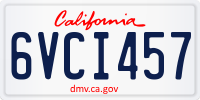 CA license plate 6VCI457