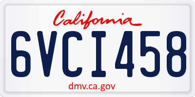 CA license plate 6VCI458