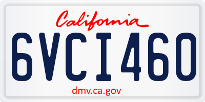 CA license plate 6VCI460