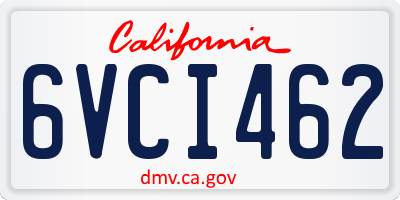 CA license plate 6VCI462