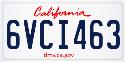 CA license plate 6VCI463