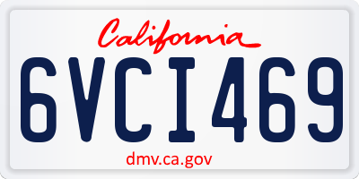 CA license plate 6VCI469