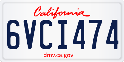 CA license plate 6VCI474