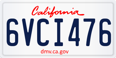 CA license plate 6VCI476