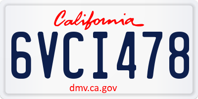 CA license plate 6VCI478
