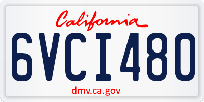 CA license plate 6VCI480