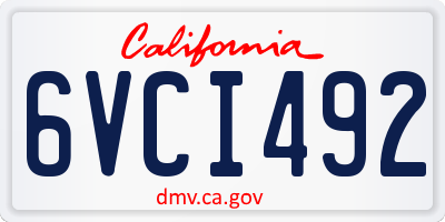 CA license plate 6VCI492
