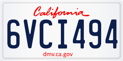 CA license plate 6VCI494